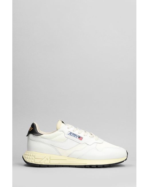 Autry Reelwind Low Sneakers In White Leather And Fabric for men