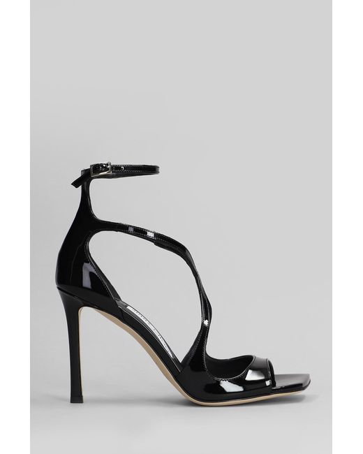 Sandali Azia 95 in Vernice Nera di Jimmy Choo in Black