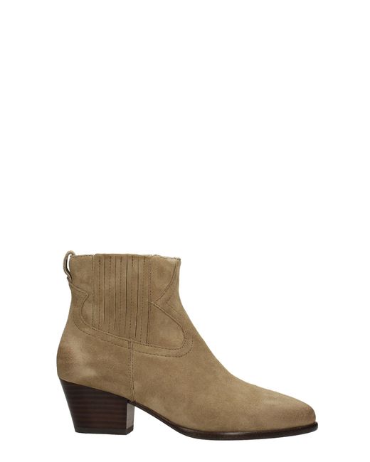 Ash Natural Harper Texan Ankle Boots In Suede