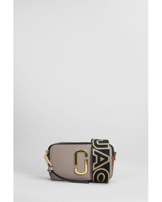 Marc Jacobs Gray The Snapshot Shoulder Bag In Taupe Leather