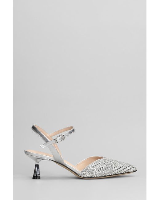 Evaluna White Pumps In Silver Satin