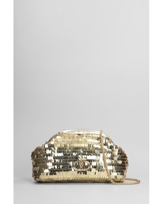 Borsa a spalla Pailettes Clutch in ecopelle Oro di Marc Ellis in Metallic