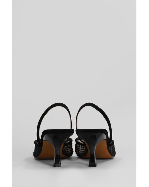 Decollete in pelle e tessuto Nero di Guilhermina in Black