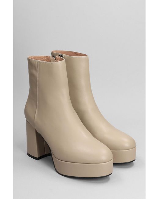 Bibi Lou High Heels Ankle Boots In Taupe Leather in Natural | Lyst