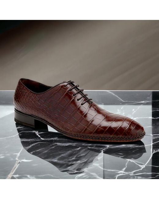 Caporicci 2542 Luxury Italian Designer Shoes Castagno Exotic
