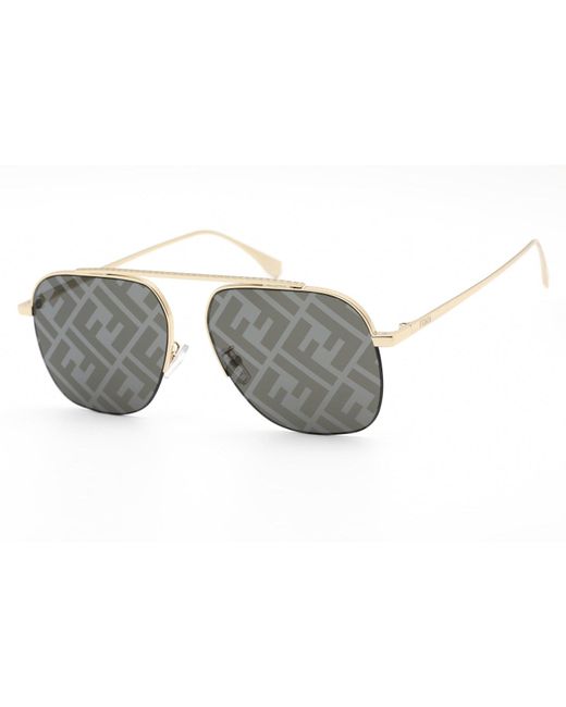 Fendi Fe40005u Sunglasses Gold / Grey With Silver in Metallic for Men |  Lyst UK