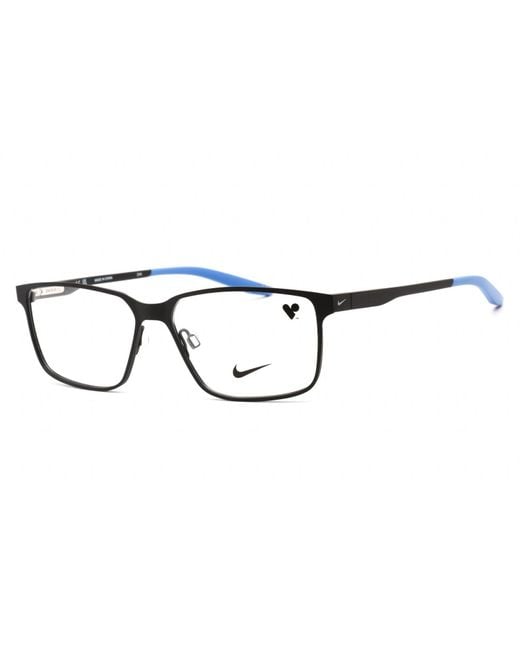 Nike 8048 Eyeglasses Satin Black/pacific Blue/clear Demo Lens in Brown Lyst
