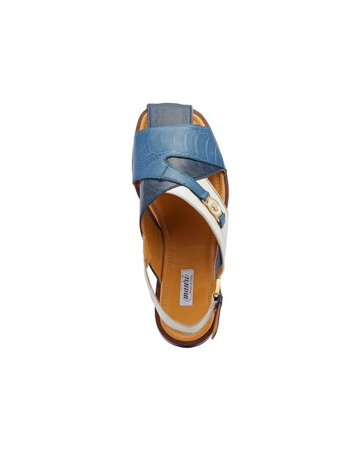 Mauri 5076 Romano Shoes Two-tone Blue & Cream Exotic Ostrich Leg / Tejus  Lizard Sandals (mas5429) for Men | Lyst