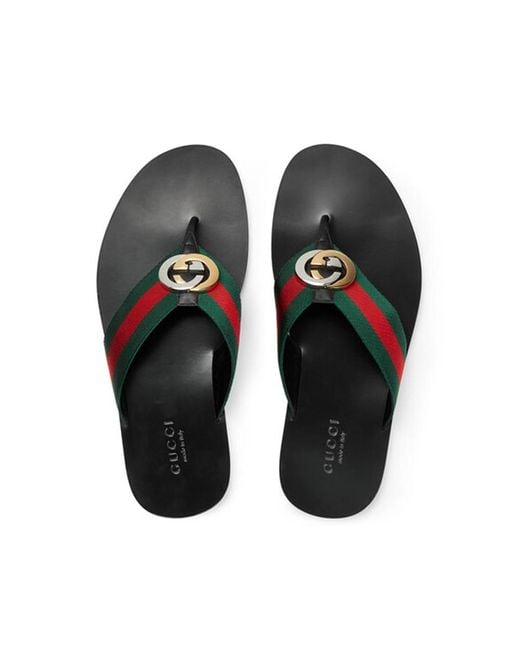 Gucci Kika Web-stripe Woven Flip-flops in Black for Men | Lyst