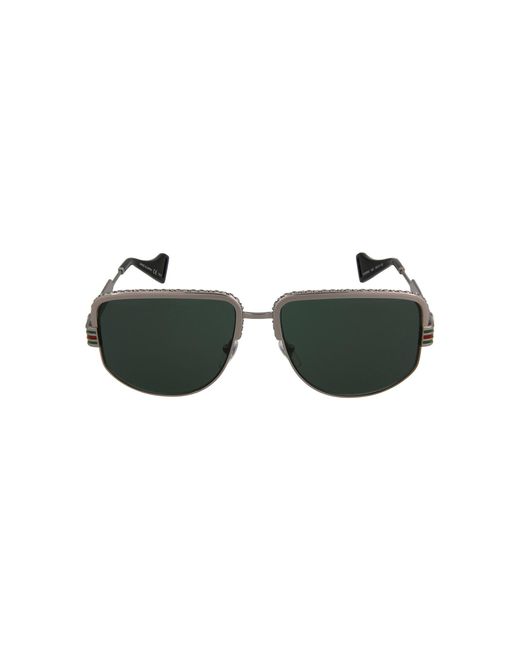 Gucci GG0585S-002 Ruthenium & Green Novelty Sunglasses (s) for Men | Lyst