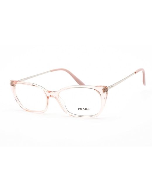 Prada 0pr 14xv Eyeglasses Transparent Rose Pink/clear Demo Lens in Metallic  | Lyst UK
