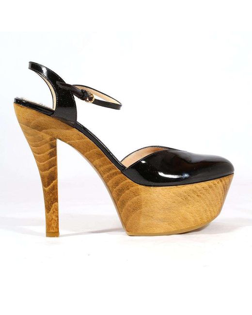 Gucci Designer Shoes Platform Wood Heels Ankle Strap (GGW1580) in Black |  Lyst UK