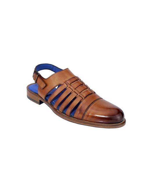 Emilio Franco Terzo Shoes Brandy Calf Skin Leather Sandals Ef3857 In