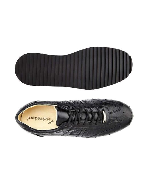 Belvedere 6004 Parker Designer Shoes Genuine Ostrich / Calf-skin Leather  Sneakers (bv2417) in Black for Men | Lyst