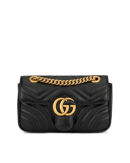 Gucci Marmont 446744 Dtdit 1000 Matelassé Leather Mini Shoulder Bag  (GG2078) in Black | Lyst