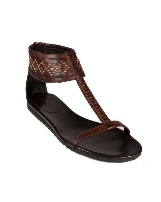 Gucci Designer Shoes Designer Leather T-strap Sandals Brown(KGGW2706) in  Natural | Lyst