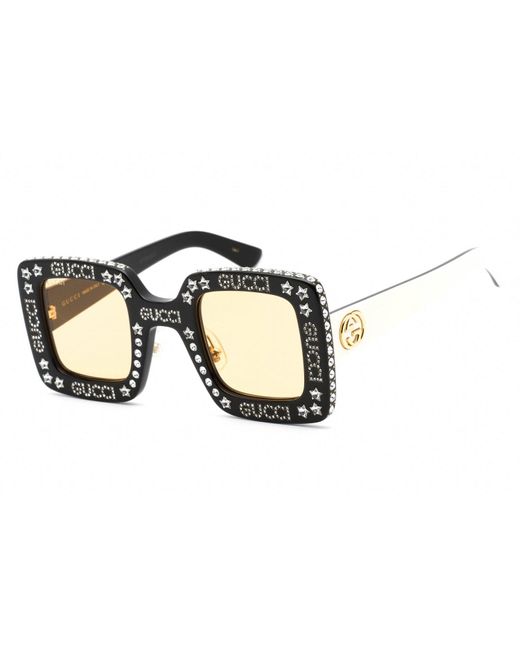 Gucci GG0780S Sunglasses Black / Yellow in Metallic Lyst