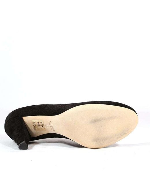 Gucci Heart Logo Designer Shoes Suede Logo Pumps in Black Lyst