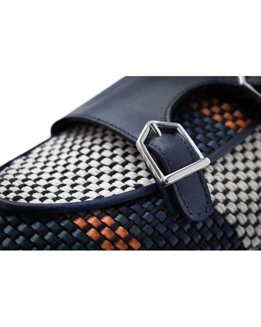 superglamourous designer MULTI Tangerine 7 Tetris Shoes color Hand loomed Leather Monk straps Belgian Loafers spgm1137