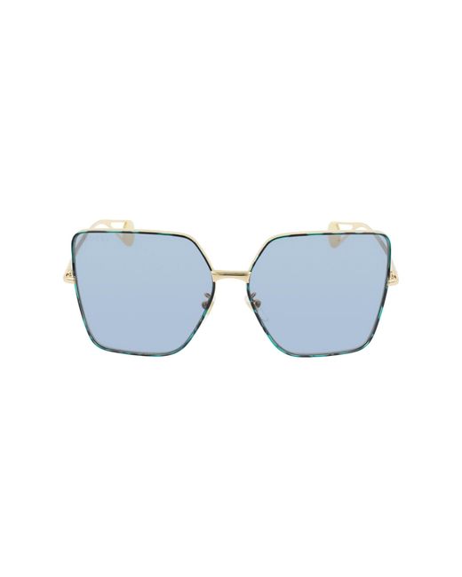 gucci square frame metal glasses