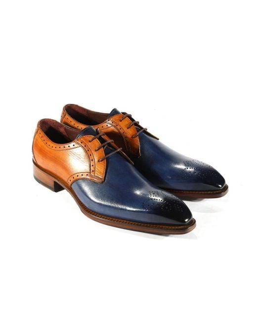 Emilio Franco Maurizio Shoes Navy Cognac Calf skin Leather