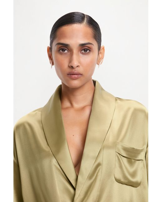 RS24-RTW-JK08M-0002-GILBERT JACKET SILK SATIN KHAKI Green Gilbert Jacket