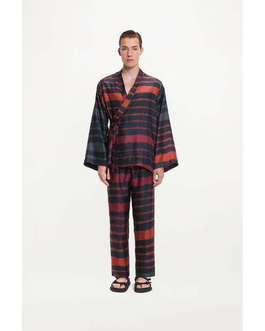 RS24-RTW-TR04M-0005-TAO TROUSERS PRINTED SILK TWILL RAINBOW CROC Red Tao Trousers for men