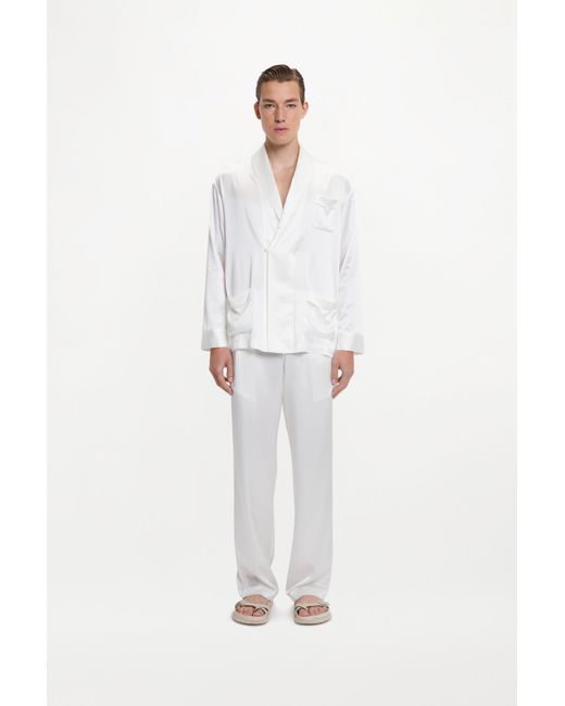RS23-RTW-TR04M-0003-GILBERT TROUSERS SILK SATIN WHITE White Gilbert Trousers for men