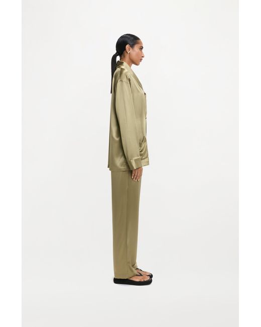 RS24-RTW-JK08M-0002-GILBERT JACKET SILK SATIN KHAKI Green Gilbert Jacket