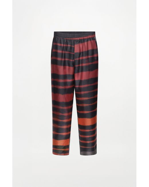 RS24-RTW-TR04M-0005-TAO TROUSERS PRINTED SILK TWILL RAINBOW CROC Red Tao Trousers for men