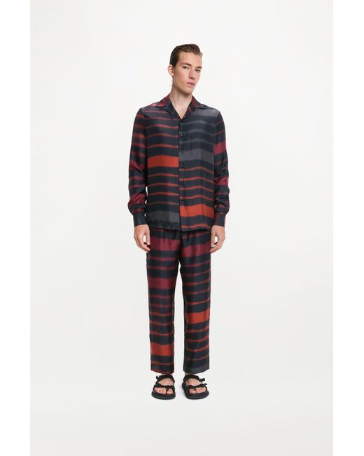 RS24-RTW-SHI02M-0012 THEO SHIRT PRINTED SILK TWILL RAINBOW CROC Black Theo Shirt for men