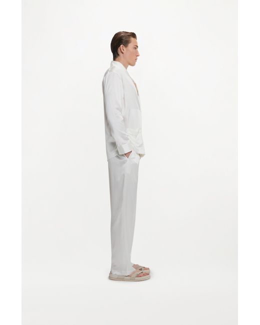 RS23-RTW-TR04M-0003-GILBERT TROUSERS SILK SATIN WHITE White Gilbert Trousers for men