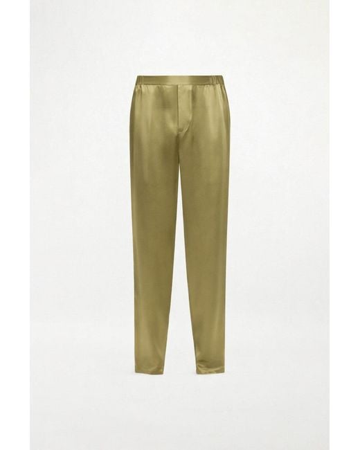 RS24-RTW-TR04M-0003-GILBERT TROUSERS SILK SATIN KHAKI Green Gilbert Trousers for men