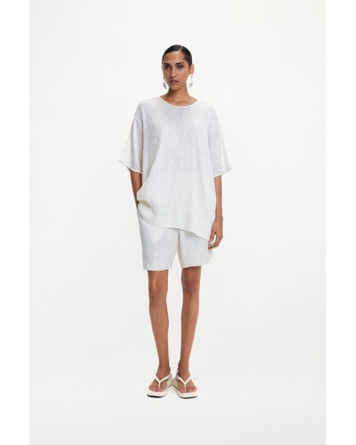 delos.land White Aurelius Shorts Silk Pintuck