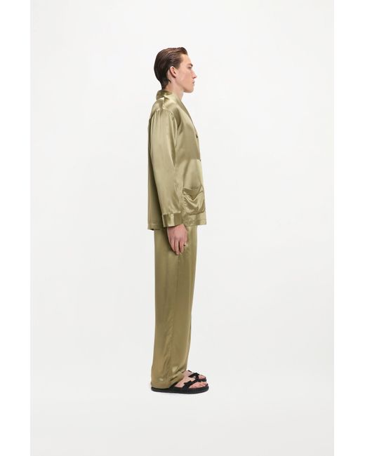 RS24-RTW-TR04M-0003-GILBERT TROUSERS SILK SATIN KHAKI Green Gilbert Trousers for men