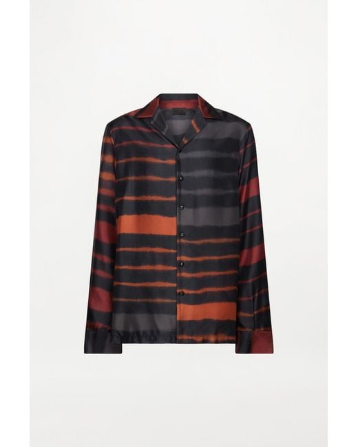 RS24-RTW-SHI02M-0012 THEO SHIRT PRINTED SILK TWILL RAINBOW CROC Black Theo Shirt for men