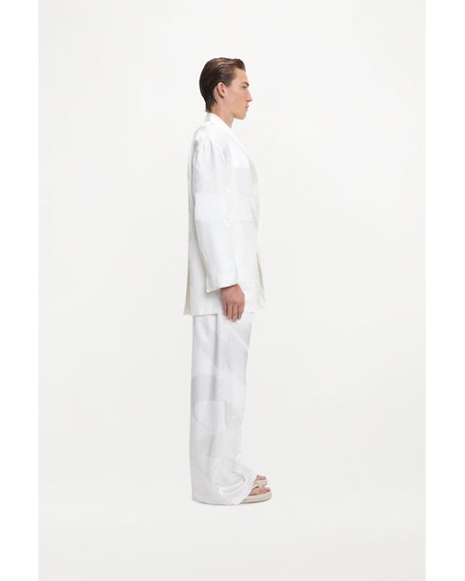 SS24-RTW-TR04M-0013-CLEMENT TROUSERS MONOGRAM JACQUARD IVORY White Clement Trousers for men