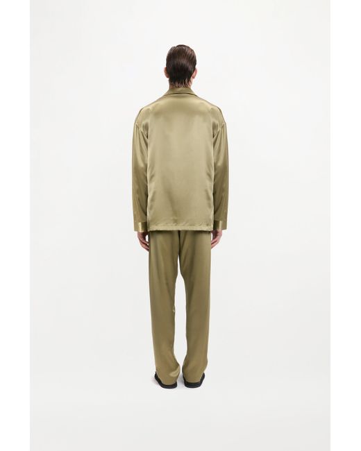 RS24-RTW-TR04M-0003-GILBERT TROUSERS SILK SATIN KHAKI Green Gilbert Trousers for men