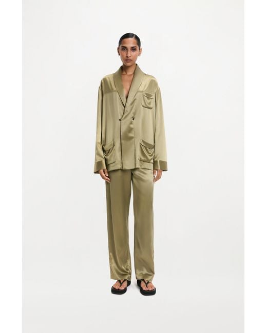 RS24-RTW-JK08M-0002-GILBERT JACKET SILK SATIN KHAKI Green Gilbert Jacket