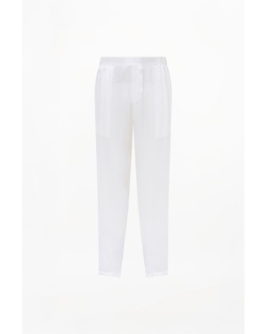 RS23-RTW-TR04M-0003-GILBERT TROUSERS SILK SATIN WHITE White Gilbert Trousers for men