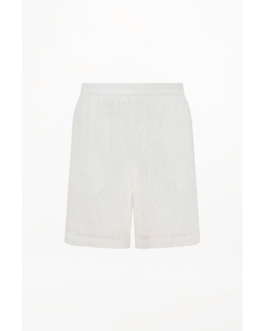 delos.land White Aurelius Shorts Silk Pintuck for men