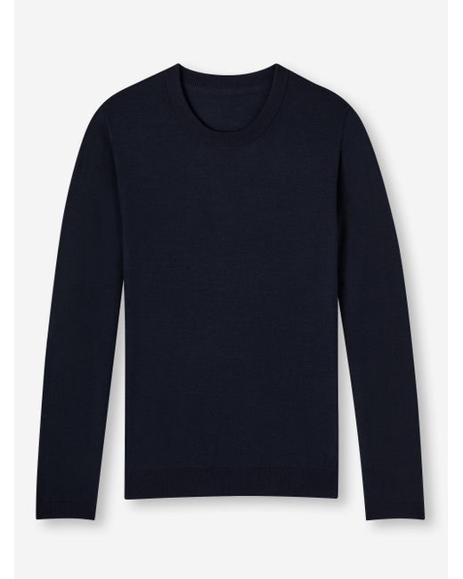 Derek Rose Blue Sweater Orson Merino Wool for men
