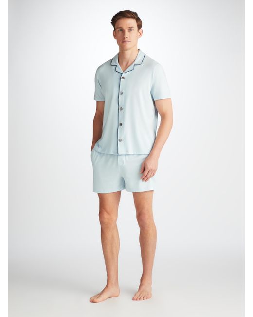 Derek Rose Blue Short Pyjamas Basel Micro Modal Stretch for men