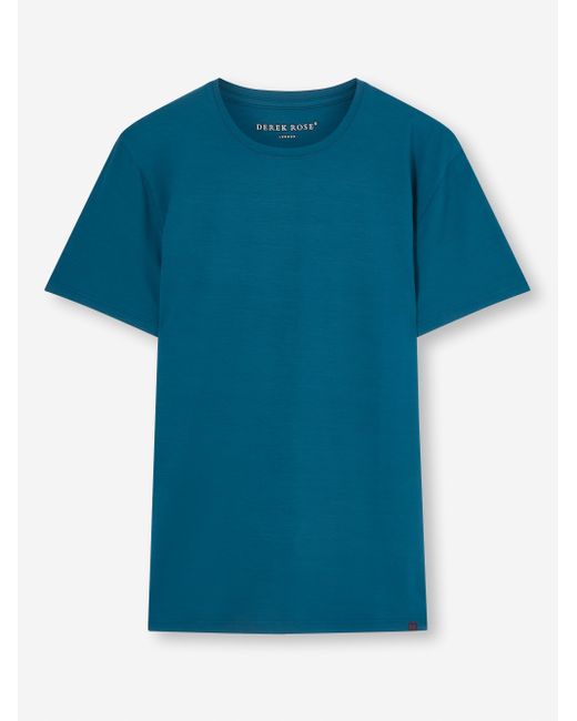 Derek Rose Blue T-shirt Basel Micro Modal Stretch Poseidon for men