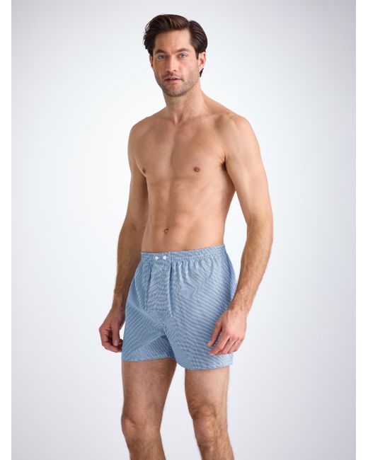 Derek Rose Blue Classic Fit Boxers Cotton Puppytooth Pattern for men