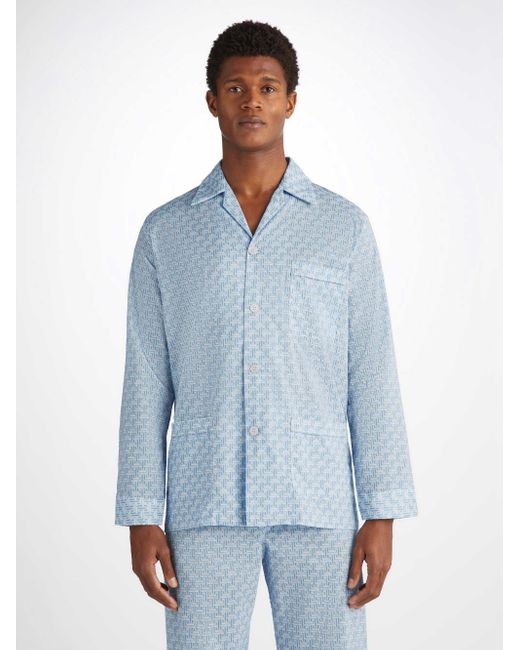 Derek Rose Blue Classic Fit Pyjamas Ledbury 72 Cotton Batiste for men