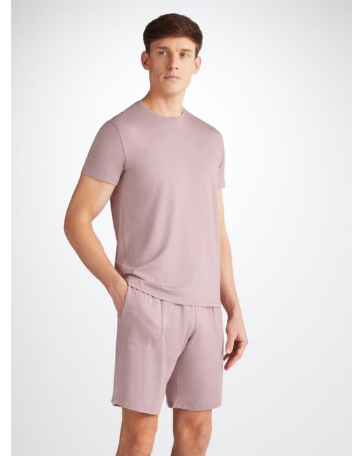 Derek Rose Pink Lounge Shorts Basel Micro Modal Stretch for men