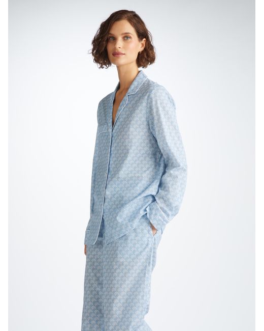Derek Rose Blue Pyjamas Ledbury 72 Cotton Batiste