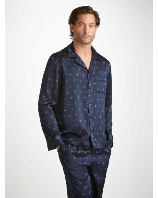 Derek Rose Blue Pyjamas Brindisi 103 Silk Satin for men