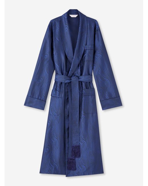 Derek Rose Dressing Gown Verona 55 Silk Jacquard in Navy (Blue) for Men -  Lyst